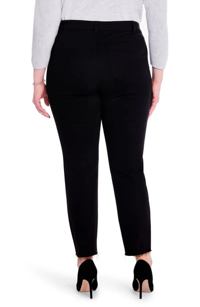Nic + Zoe Raw Hem Ankle Straight Leg Jeans In Black Denim