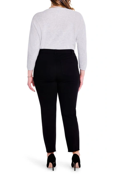 Nic + Zoe Raw Hem Ankle Straight Leg Jeans In Black Denim