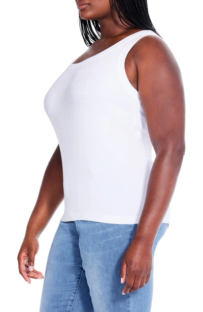 Shop Nic + Zoe Perfect Rib Scoop Neck Knit Tank Top In Paper White