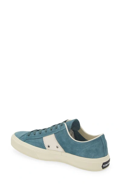 Shop Tom Ford Cambridge Low Top Sneaker In Teal/ Cream