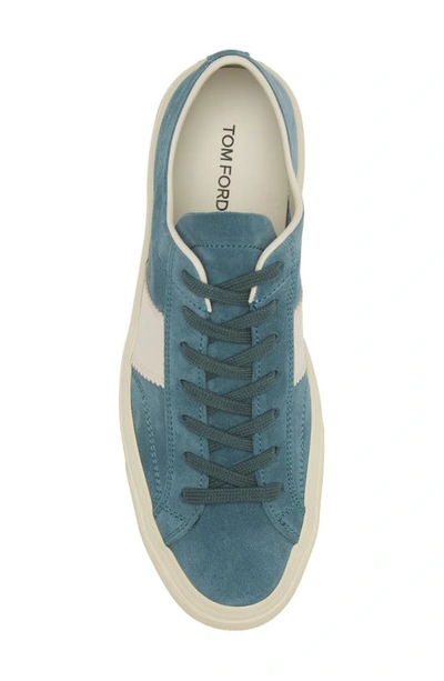 Shop Tom Ford Cambridge Low Top Sneaker In Teal/ Cream