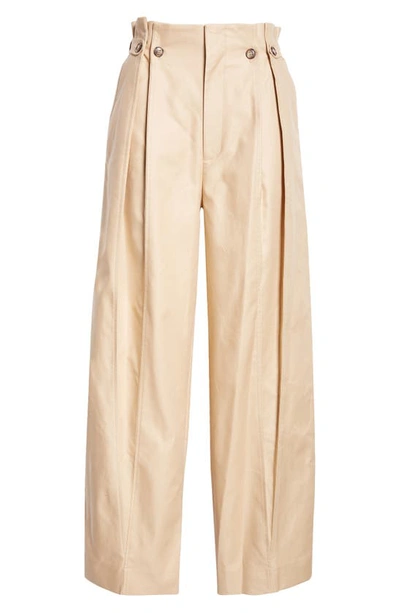 Shop Victoria Beckham Pleated Paperbag Waist Utility Pants In Honey