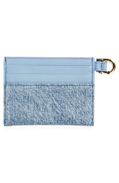 Shop Givenchy Voyou Denim & Leather Card Case In Medium Blue