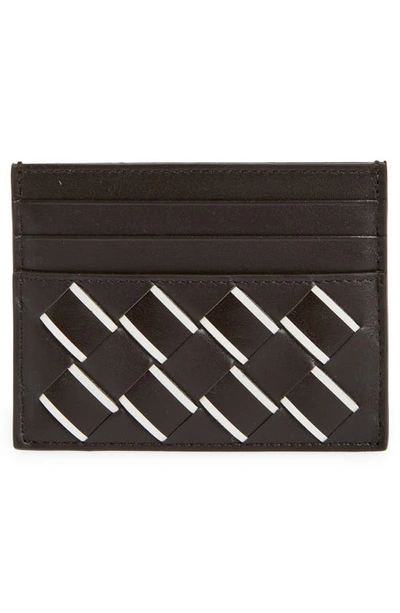 Shop Bottega Veneta Avenue 15 Intrecciato Leather Card Holder In 2365 Fondant White