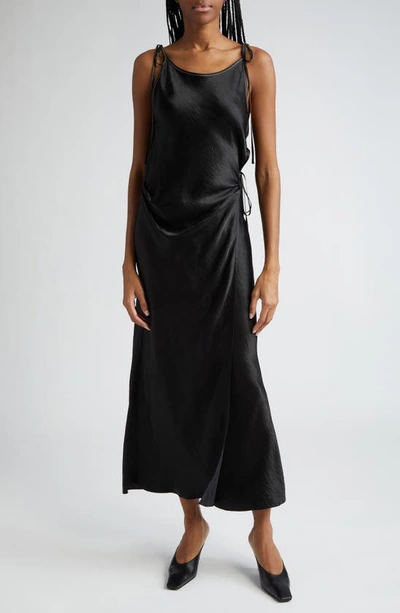 Shop Acne Studios Dayla Textured Satin Dress In Black