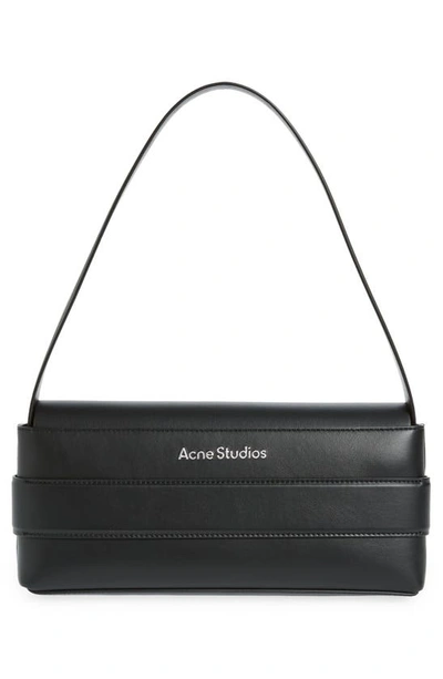 Shop Acne Studios Musubi Elongated Bow Detail Leather Crossbody Bag In Black