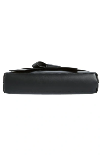 Shop Acne Studios Musubi Elongated Bow Detail Leather Crossbody Bag In Black