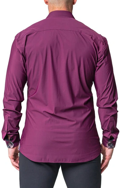 Shop Maceoo Einstein Stretchflow Cotton Button-up Shirt In Purple