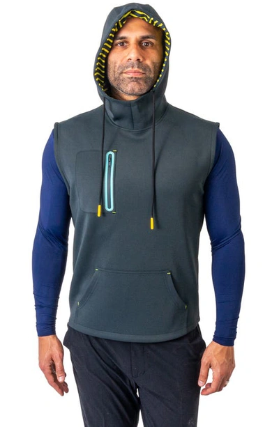 Shop Maceoo Hooded Golf Vest In Dark Grey