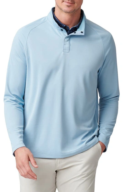 Shop Rhone Clubhouse Performance Quarter Snap Top In Misty Blue