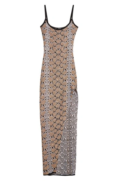 Shop Balmain Sequin Embellished Python Jacquard Maxi Dress In Eki Black Multi