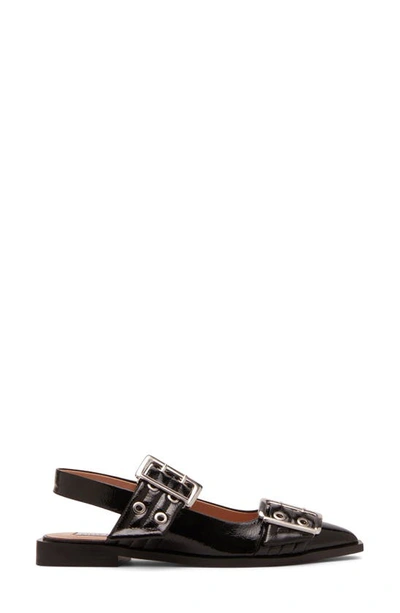 Steve Madden Graya Slingback Pointy Toe Flat In Black Patent