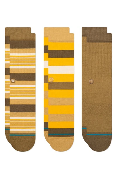 Shop Stance Assorted 3-pack Wasteland Stripe Crew Socks In Brown Multi