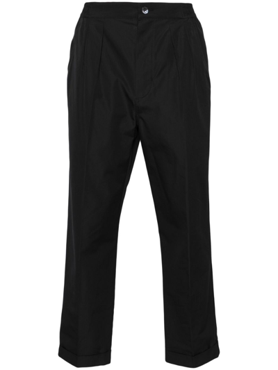 Shop Tom Ford Black Pleated Straight-leg Trousers