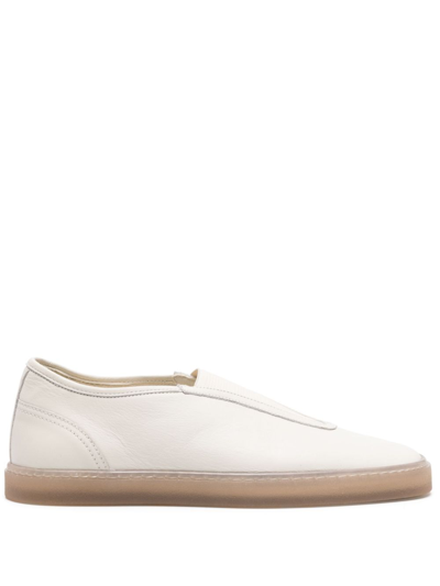 Shop Lemaire White Linoleum Leather Sneakers In Weiss