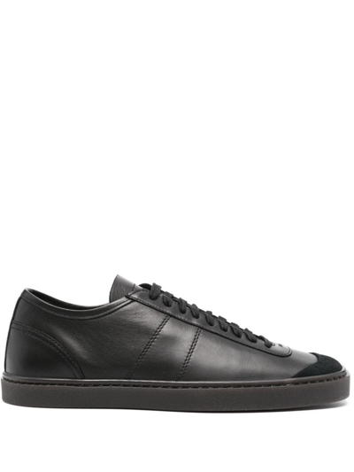 Shop Lemaire Black Linoleum Leather Sneakers