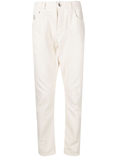 Shop Brunello Cucinelli White Straight-leg Jeans