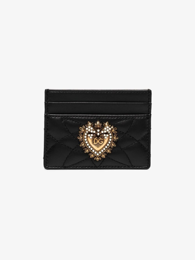 Shop Dolce & Gabbana Devotion Quilted Card Holder In Black