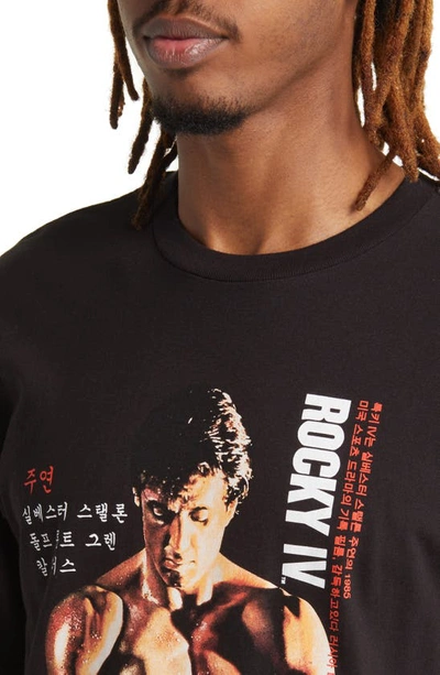 Shop The Forecast Agency Rocky 4 Korean Poster Graphic T-shirt In Washed Black