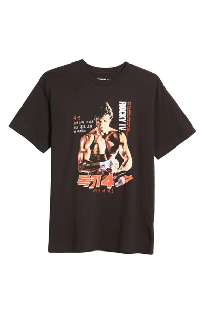 Shop The Forecast Agency Rocky 4 Korean Poster Graphic T-shirt In Washed Black