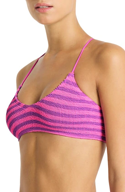 Shop Bondeye Selena Convertible Bikini Top In Cerise Stripe