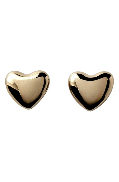 Shop Annika Inez Heart Stud Earrings In Yellow Gold