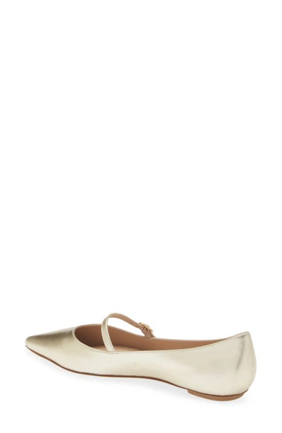 Stuart Weitzman Emilia Metallic Mary Jane Ballerina Flats In Light Gold
