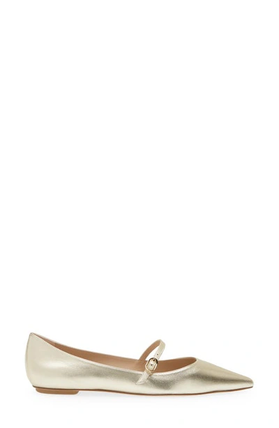 Stuart Weitzman Emilia Metallic Mary Jane Ballerina Flats In Light Gold