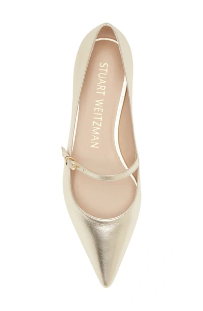 Stuart Weitzman Emilia Mary Jane Flat In Light Gold