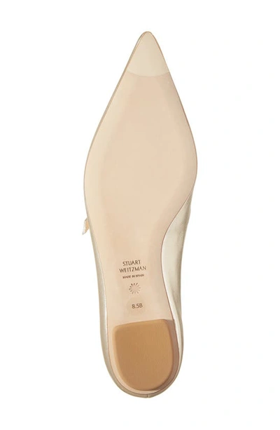 Stuart Weitzman Emilia Metallic Mary Jane Ballerina Flats In Light Gold