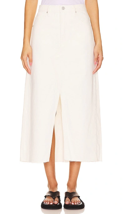 Frame The Midaxi Skirt Angled Seam Raw After Ecru Denim In Ivory