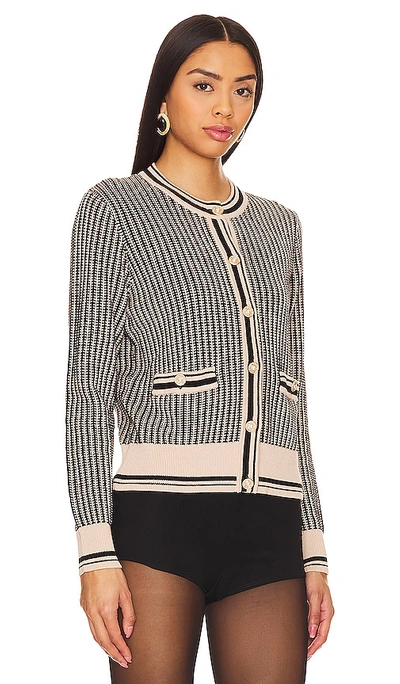 Autumn Cashmere Textured Two Tone Cardigan In Black,neutral