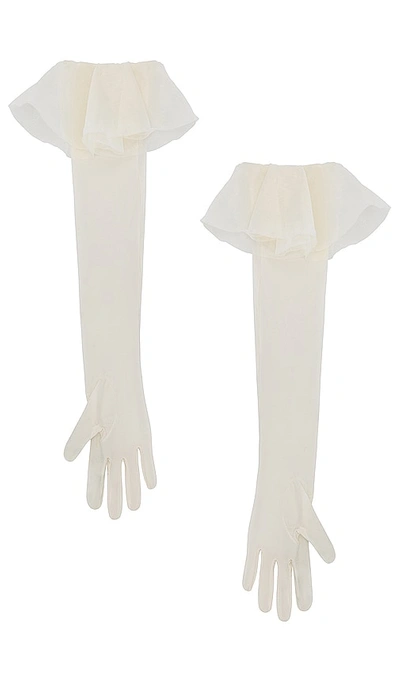 Shop Anna October Ruby Ruffle Gloves In Ivory