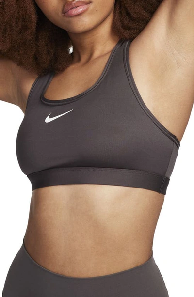 Shop Nike Dri-fit Padded Sports Bra In Medium Ash/white