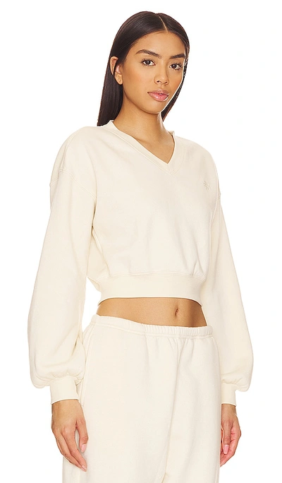 Shop Wellbeing + Beingwell Juno Cropped Sweatshirt In Ivory