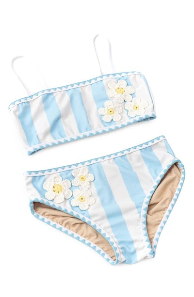 Shop Shade Critters Kids' Cabana Daisy Stripe Two-piece Swimsuit In Blue