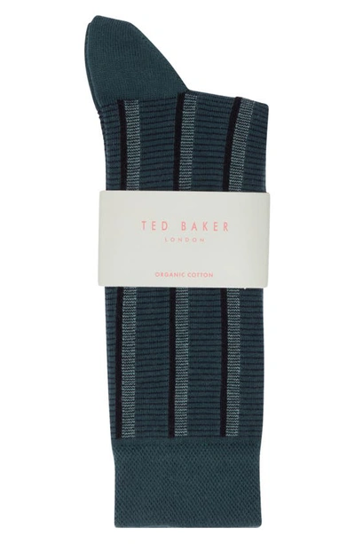 Shop Ted Baker Hotday Vertical Stripe Organic Cotton Blend Dress Socks In Green
