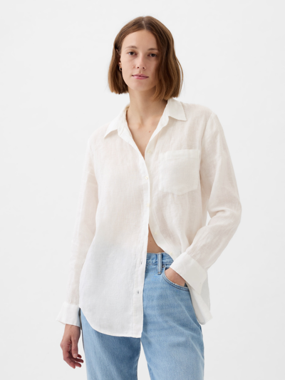 Shop Gap 100% Linen Boyfriend Shirt In Off White