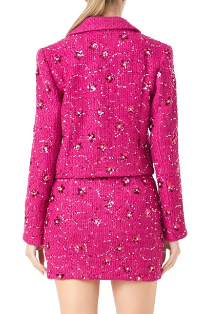 Shop Endless Rose Sequin Crop Blazer In Berry