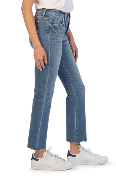 Shop Kut From The Kloth Kelsey High Waist Raw Hem Kick Flare Jeans In Chivalrous