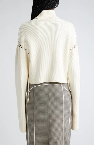 Shop Gestuz Georgiagz Laced Accent Wide Sleeve Turtleneck Sweater In Egret