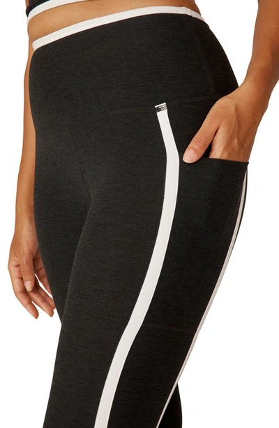 Shop Beyond Yoga Out Of Pocket Side Stripe High Waist Pocket Leggings In Darkest Night/ Cloud