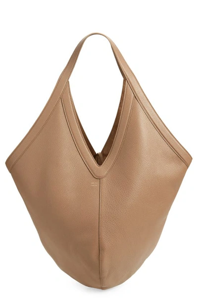 Shop Mansur Gavriel Soft M Leather Hobo Bag In Biscotto