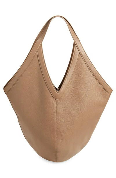 Shop Mansur Gavriel Soft M Leather Hobo Bag In Biscotto