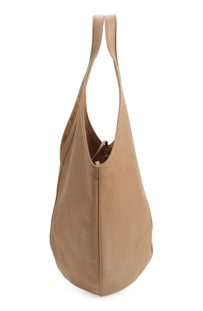 Shop Mansur Gavriel Soft M Leather Hobo Bag In Biscotto