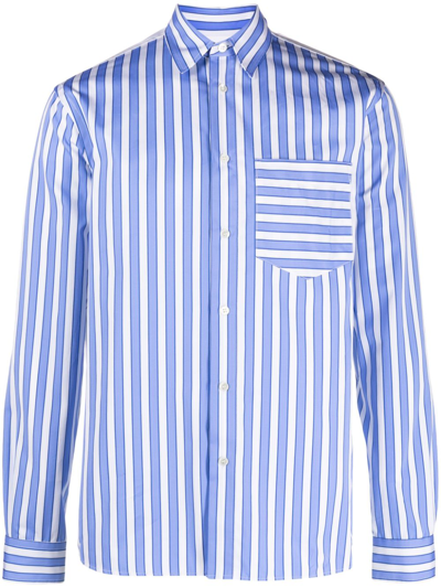 Shop Jw Anderson Striped Cotton Shirt - Men's - Cotton In Blue