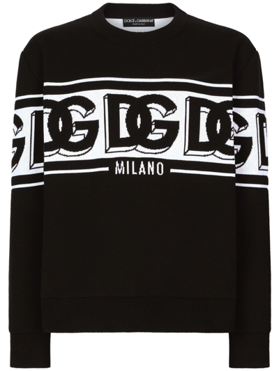 Shop Dolce & Gabbana Black Logo-intarsia Sweater