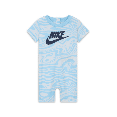 Shop Nike Sportswear Paint Your Future Baby (0-9m) Tee Romper In Blue