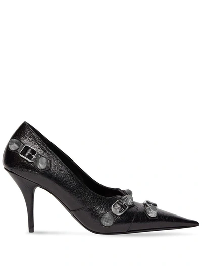 Shop Balenciaga With Heel In Black / Silver