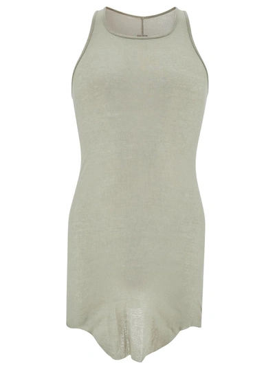 Shop Rick Owens Grey Tank Top With Curved Hem In Cotton Man